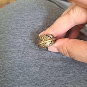 Fossil Textured Gold-Tone Leaf Ring